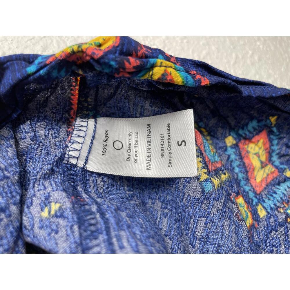 LuLaRoe Button Up Blouse Shirt Women's Sz Small Blue Western - Picture 3 of 6